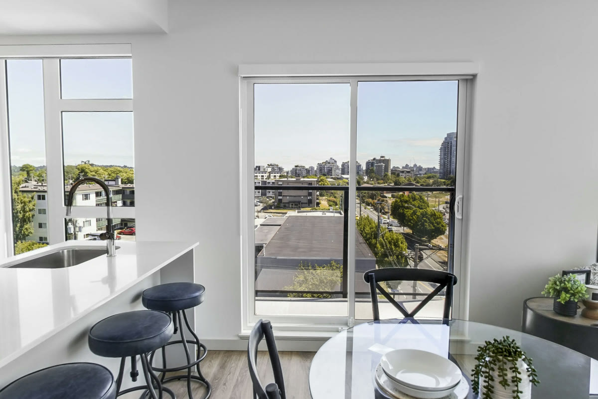 Dining area by the balcony door