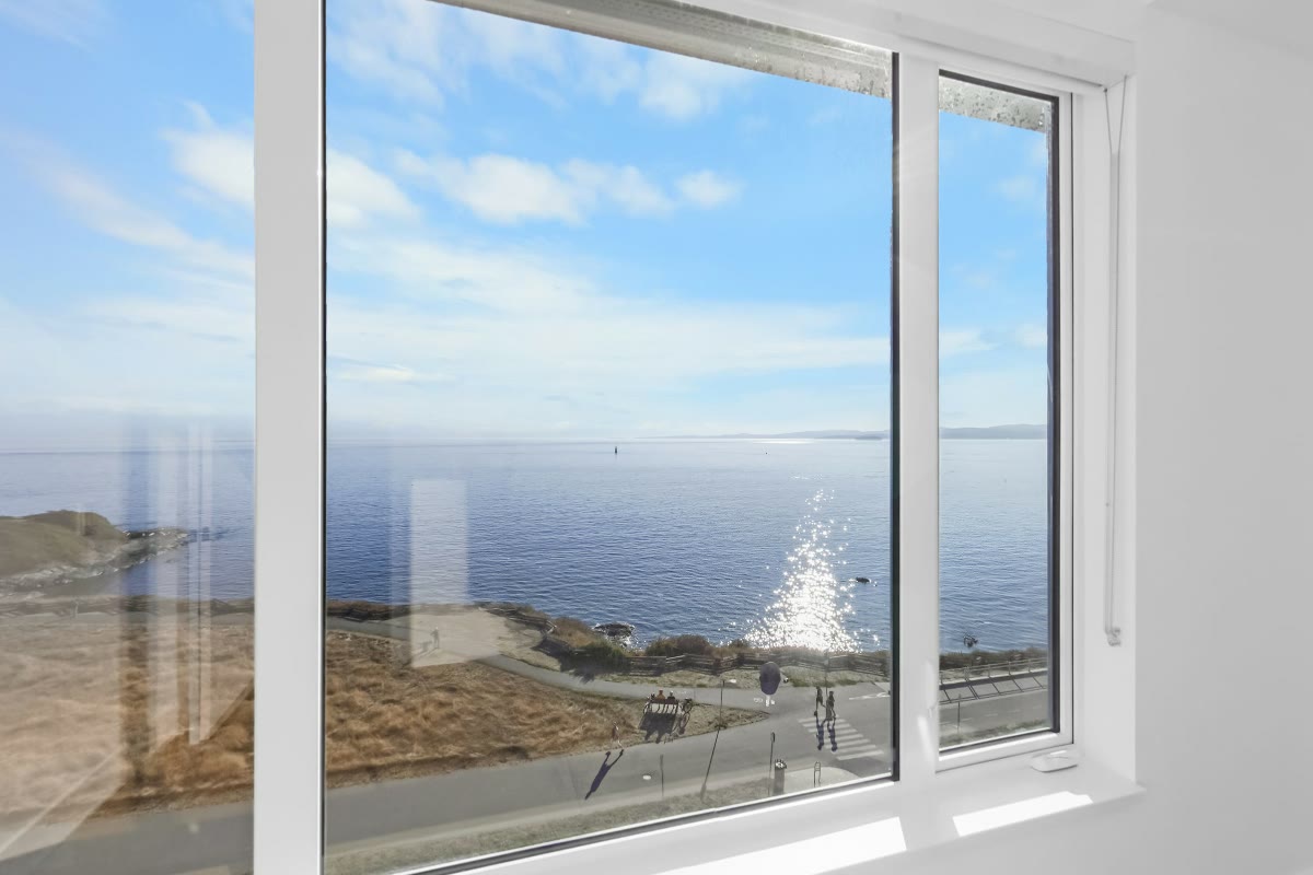Bedroom window looking out to the sea